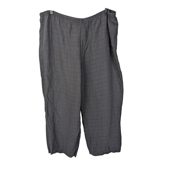 Eileen Fisher Black Linen Blend Crop Wide Leg Pull-On Pant - Picture 1 of 6